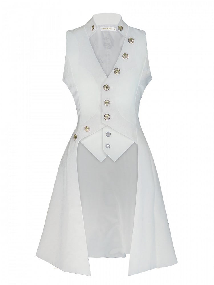 Lolita Weste Design V-Ausschnitt Weiß Fake Ouji Zweiteiler Lang