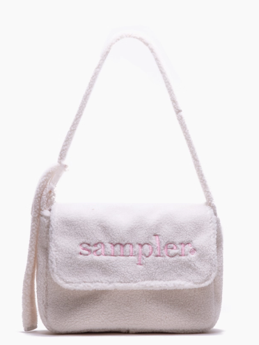 Letter Embroidered Fuzzy Tote Bag In Kawaii Bright White Style- Perfect For Fall And Winter
