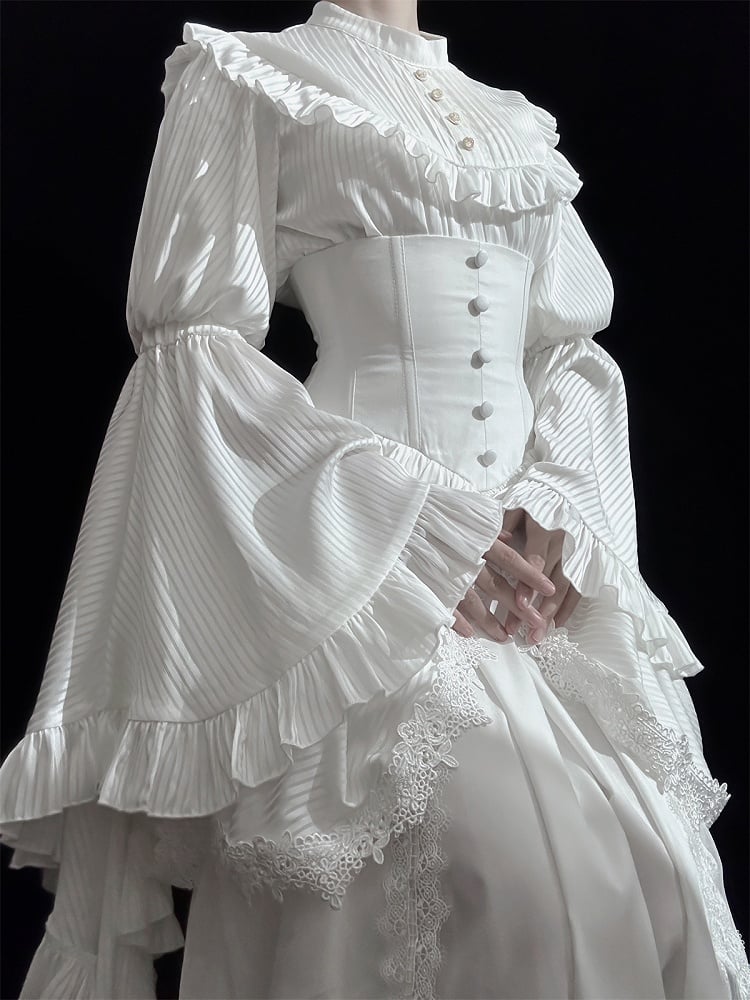 Bust Gothic Waist Under Lolita White Skirt Boned High Aristocrat Corset