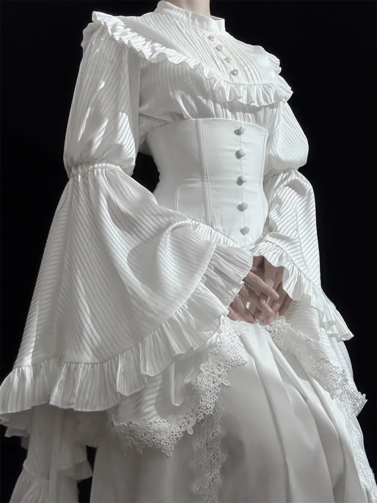 Gothic Skirt White Aristocrat Bust Lolita Boned Waist Under Corset High