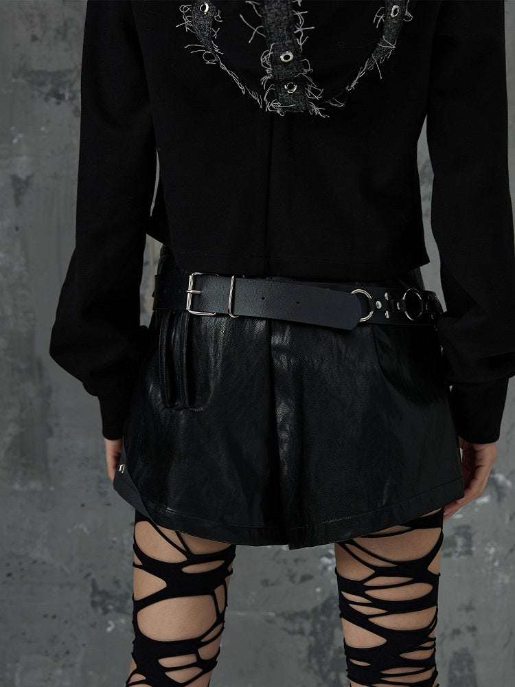 PU Belt with Handcuff Detail Studded Black Punk