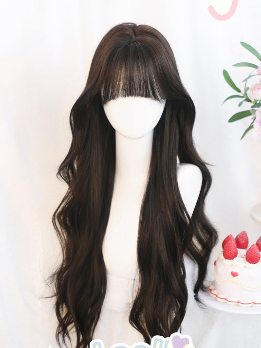 Bangs Wigs Long Wavy With Black Air 65-70cm