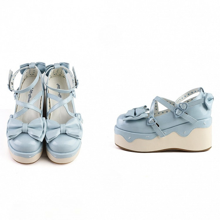 Design PU Blau Crisscross Süße Plateauschuhe - Lolita