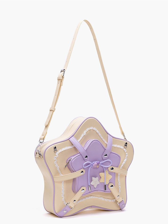 Design Yellow Purple Star With Charm 2-Way Kawaii Bag