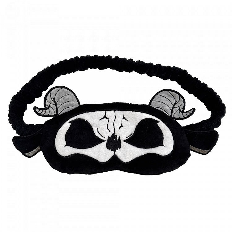 Masque de sommeil gothique en peluche noir et blanc avec motif Faucheuse