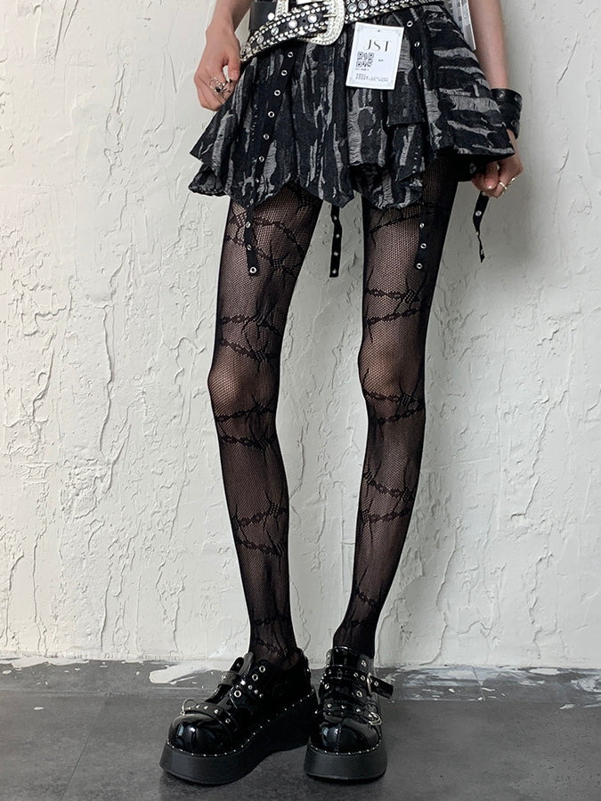 Fashion Pattern Black Wire Gyaru Tights