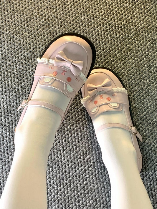 Kawaii Cute Sweet - JK Braune Schleife Bär Schuhe mit niedrigem Absatz