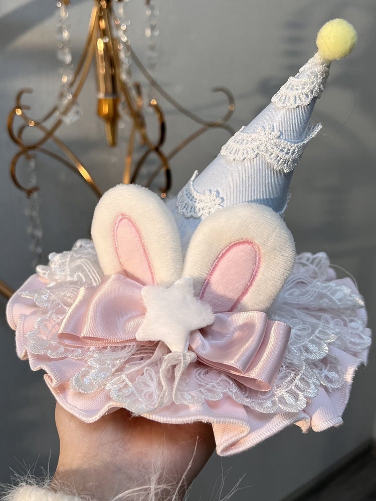 und Eis Mini Creme / Rosa Blau Plüsch Ohren Hase Gelbe Mütze