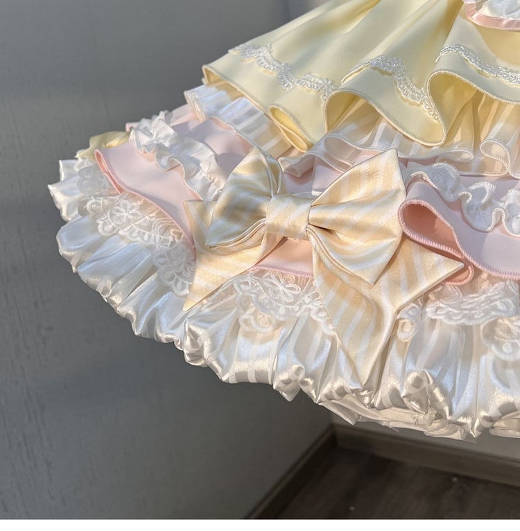 Lolita and Bunny Yellow Sleeves Sweet Dress Theme Puff Maid Pink