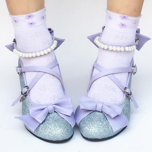 Bow SP168016 Mermaid Shoes Blingbling Blue Custom Made