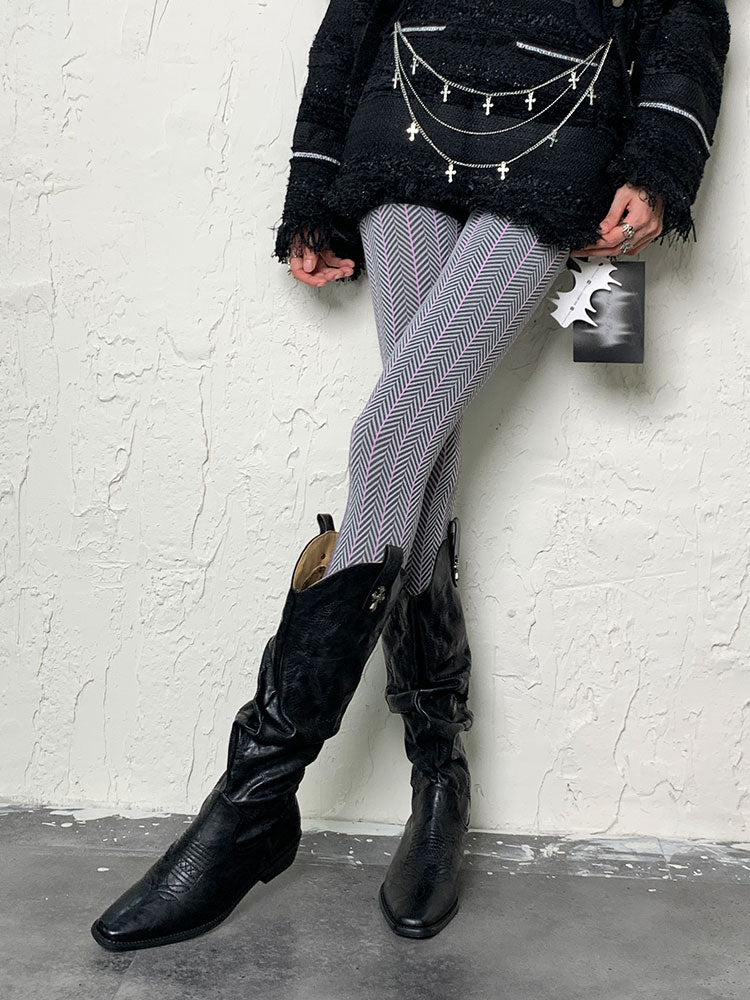 Dunkelviolette Y2K Ripple Wave Strumpfhose