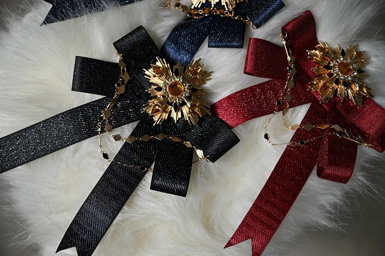 Red Brooch Black Dark / Blue Bowtie