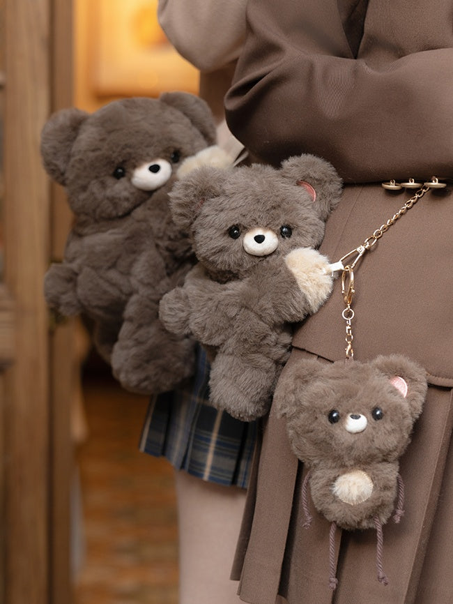 Dark Brown Cute Ant Bear Plushie Key Chain