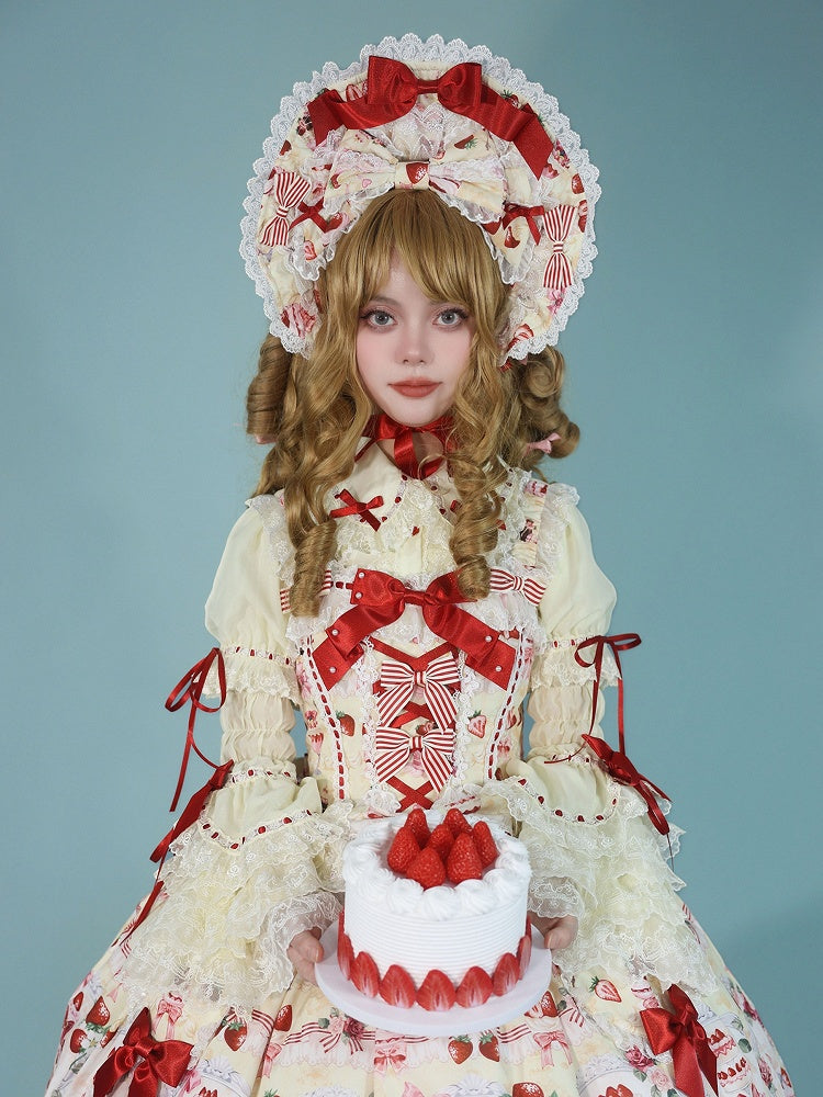 Lolita Pink Yellow White Sweet Bonnet /