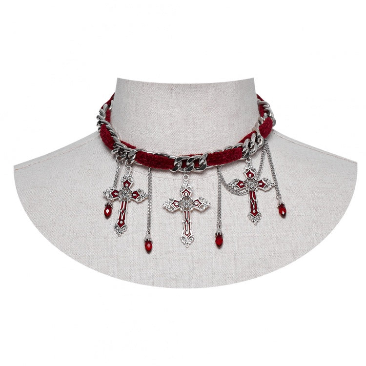 Roter Gothic Wunderschöner Kreuz Choker