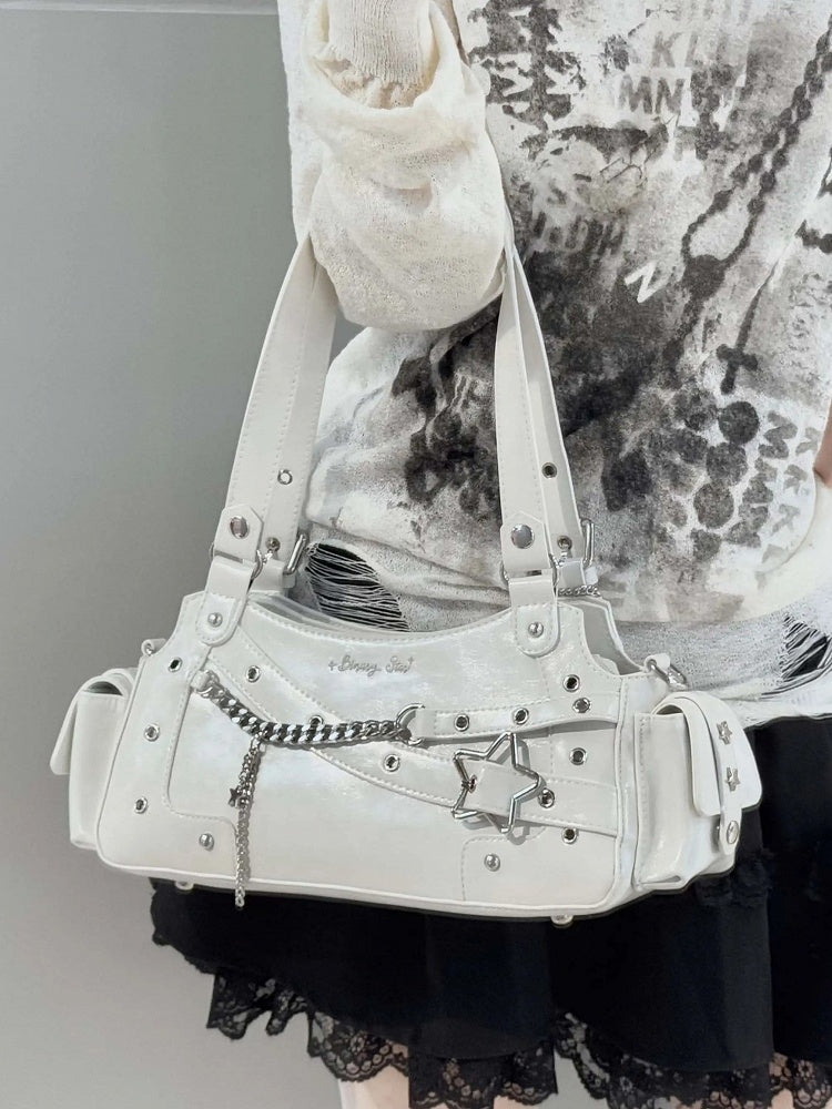Shoulder With Y2K White Charm Bag Star Ita PU