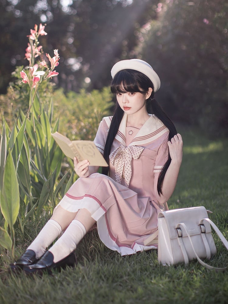 JK Skirt with Uniform Hem Beige Pleat Box 55cm Pink