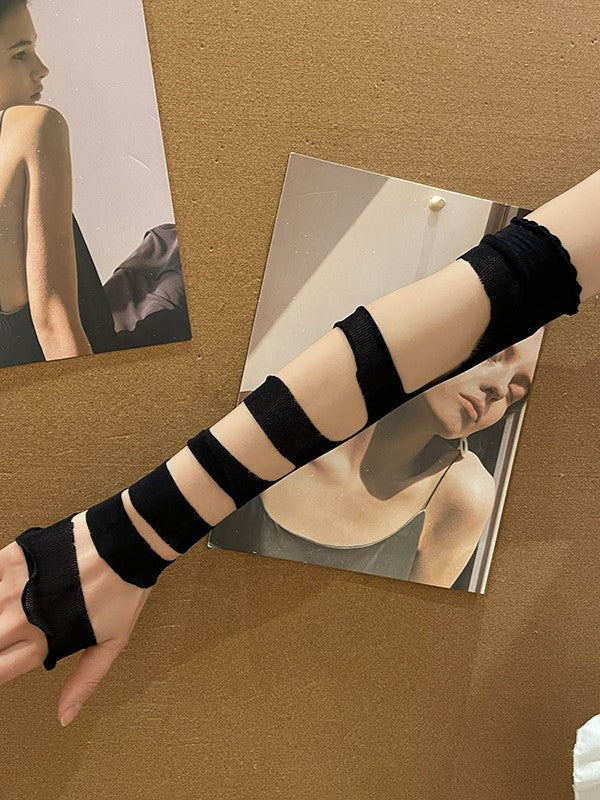 Lolita Sleeves Black/White Cuffs Bandage Y2K Ruffled
