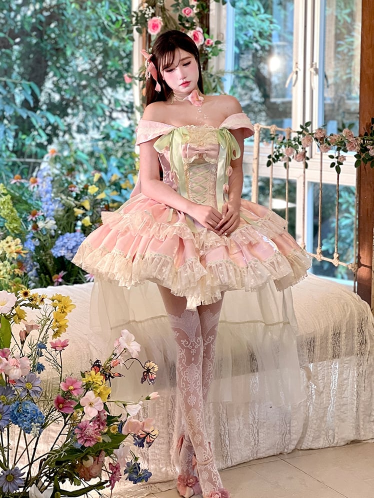 Fairy and Corset Green Dress Pink Theme Kei Tulip