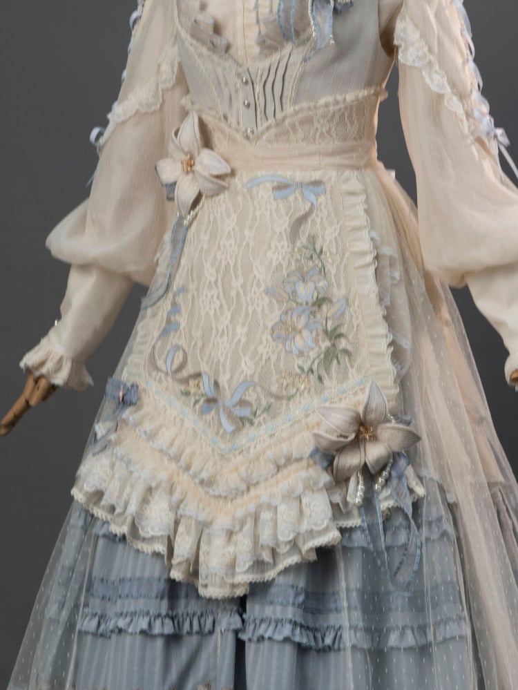 ブルー/パープル/グレーのリリーエプロン