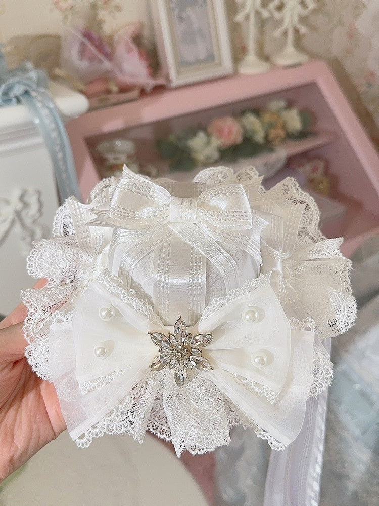 Decorated Details 5 Mini Hat Beaded Bowknot Options Color Rhinestone And Trim Lace
