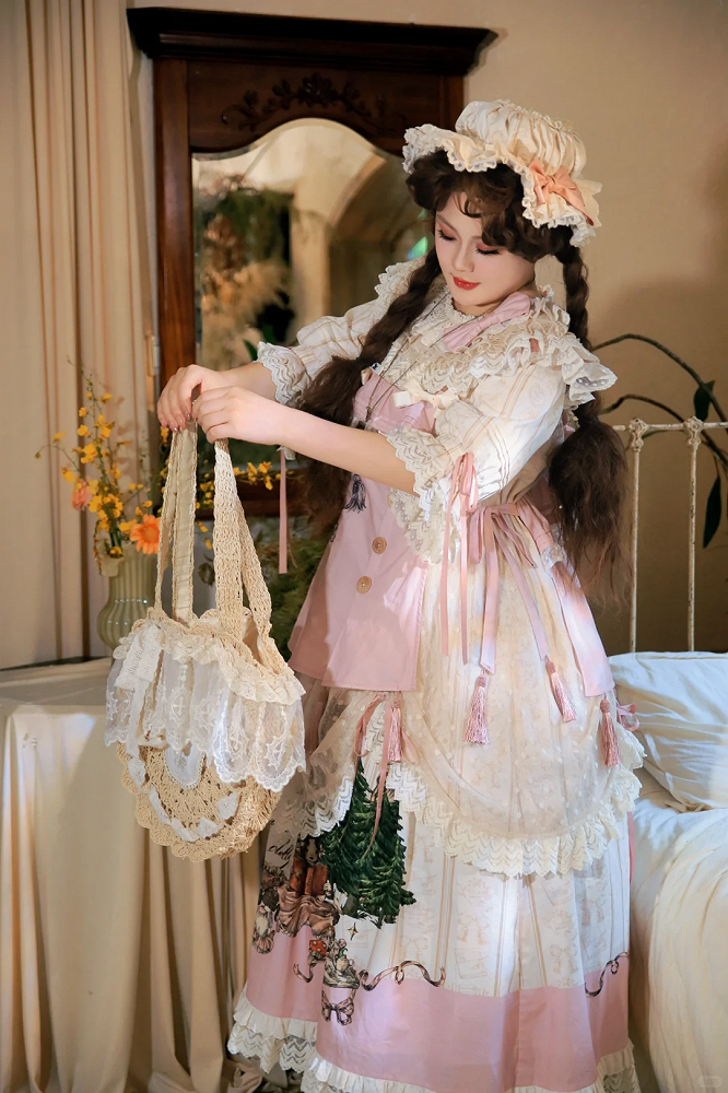 Available Cotton Ruffle Drawstring Dress Neck Plus Round Sizes Overlay Lolita Sweet