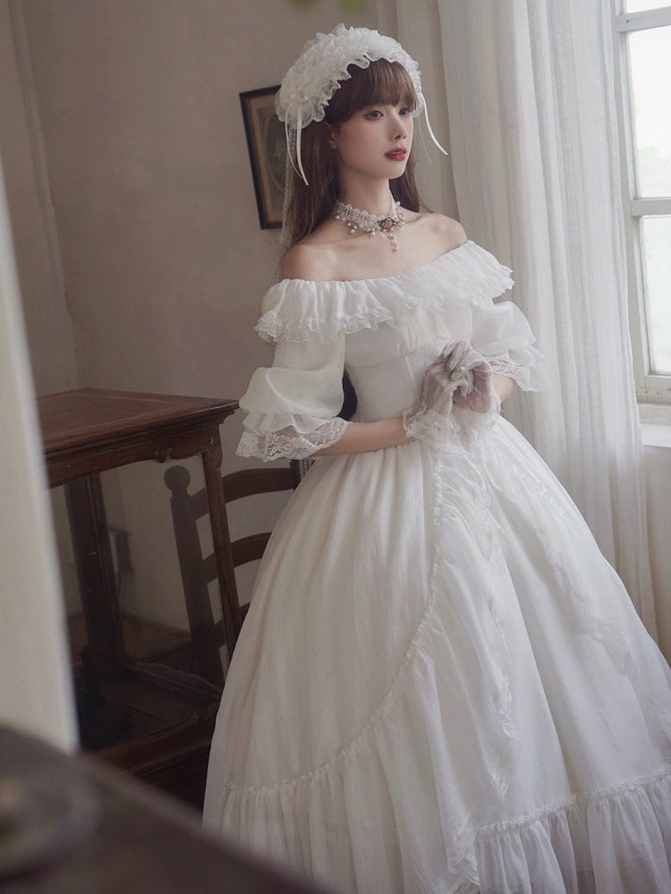 Basque Dress Boned Elastic White Classic Waist All Lolita Neckline