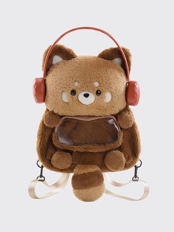 Brown Cute Red Panda-shaped Plush Backpack Middle/Large Size