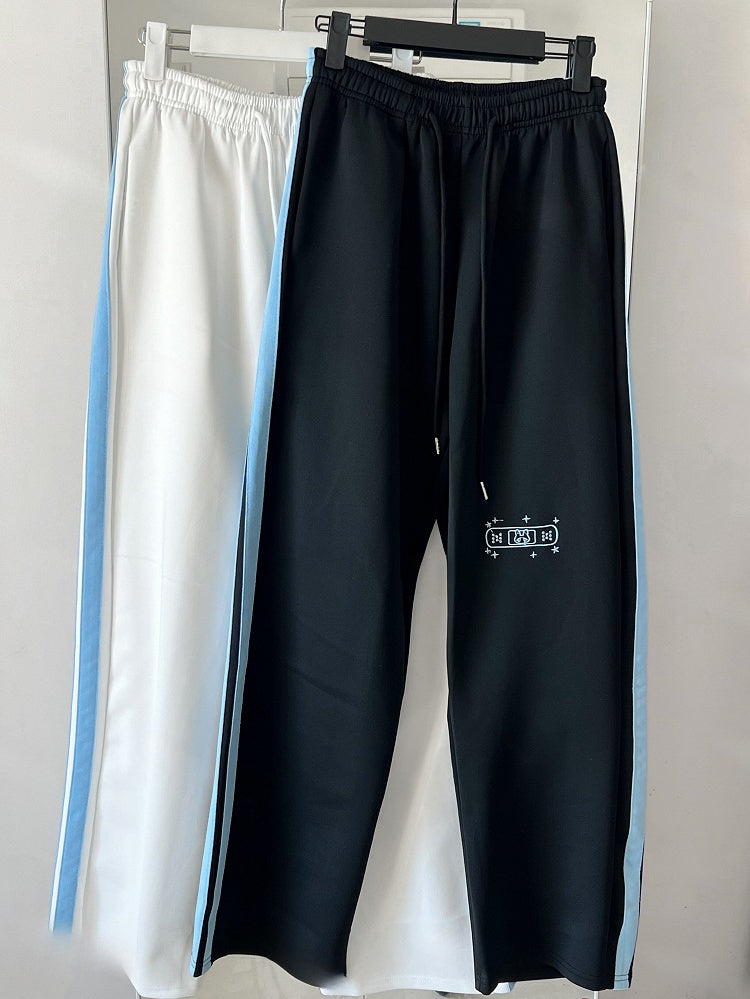 Straight-leg Pants Kaiwai Bunny BlackBlue Cut Embroidery Star Tenshi And