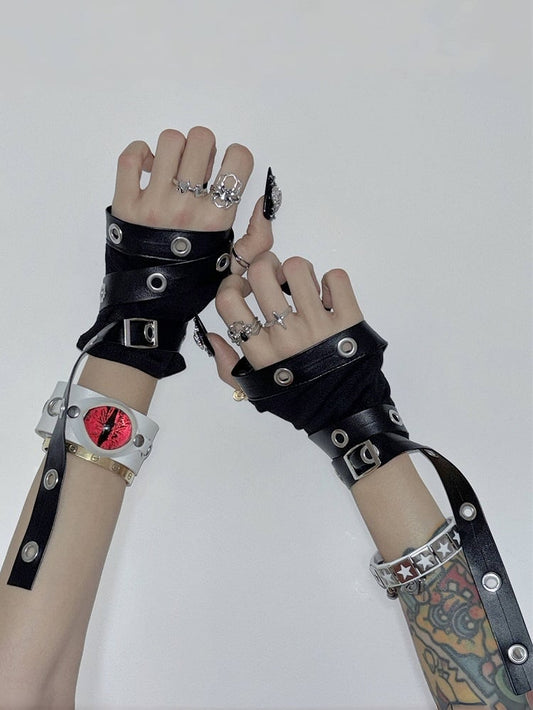 Fingerless Black Gloves Punk Rock