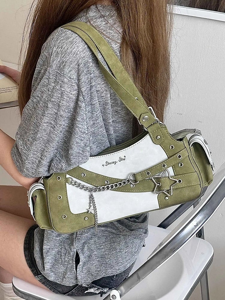 With Ita Y2K Shoulder Charm Green Bag PU Star