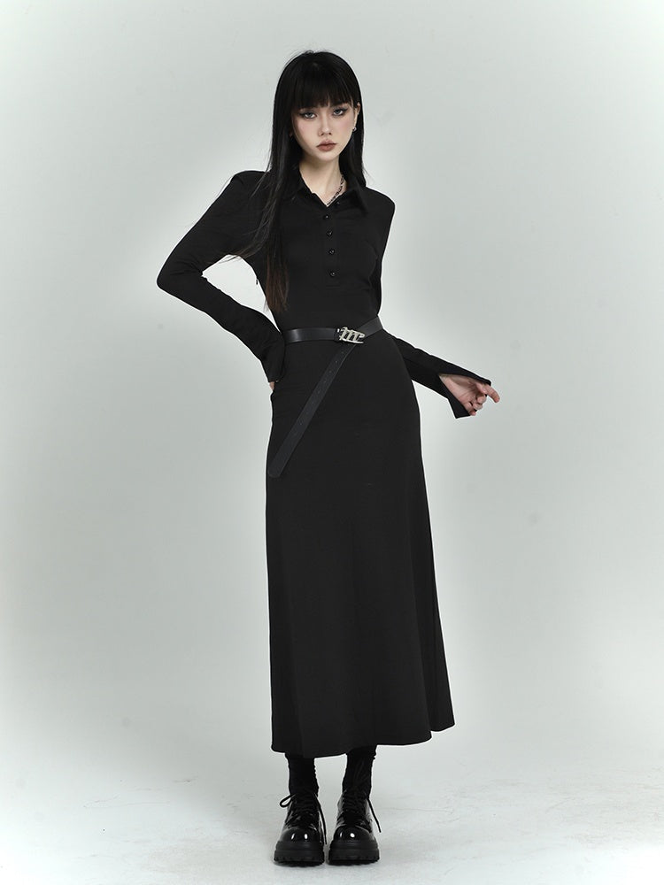 Robe chemise noire ajustée