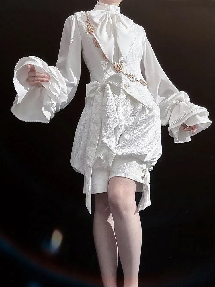 White Prince Lolita Collar Waistcoat Ouji Jacquard Banded