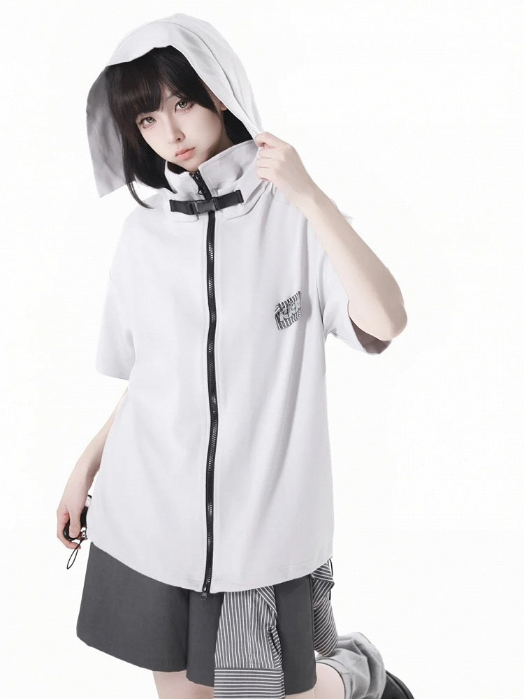 Hooded T-Shirt Techwear Black/Apricot
