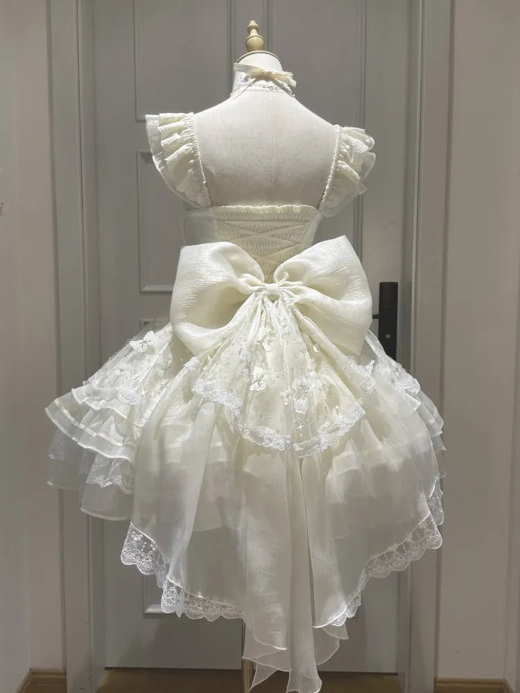 Beige Details 92CM Princess Clearance-Size Jumper Lace-up Dress for Full Skirt Set Sequins Bust XL Butterfly