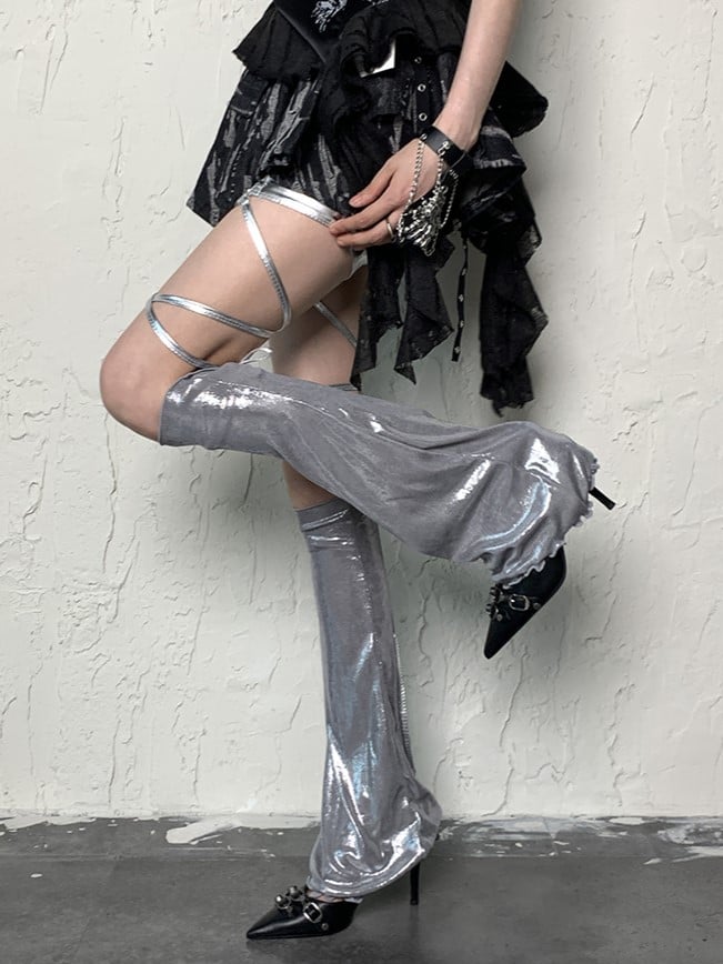 Silver Sleeves Y2K Ruffled Cuff Leg