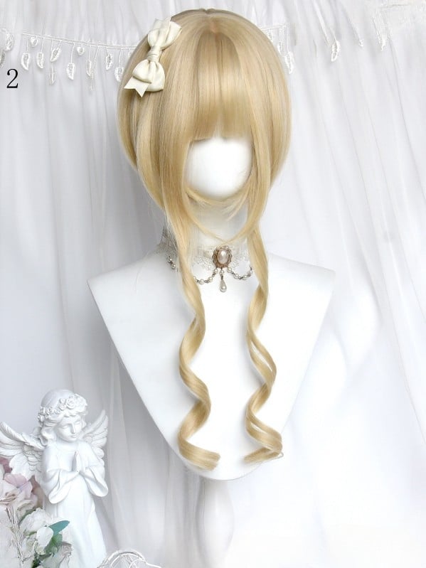 Full Curly Double With Roman 45CM Wig Length Blonde + Claw Clips Bangs Ponytail