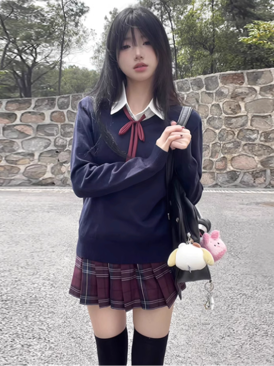 Uniform 42CM Muster Plissee JK Plaid Rock Rot