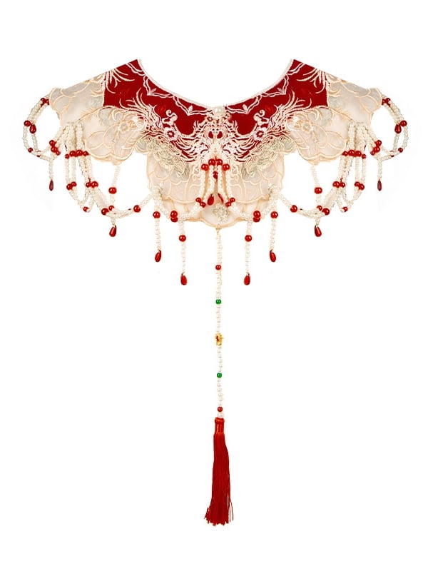 Han Lolita Kragen mit roten Stickereidetails
