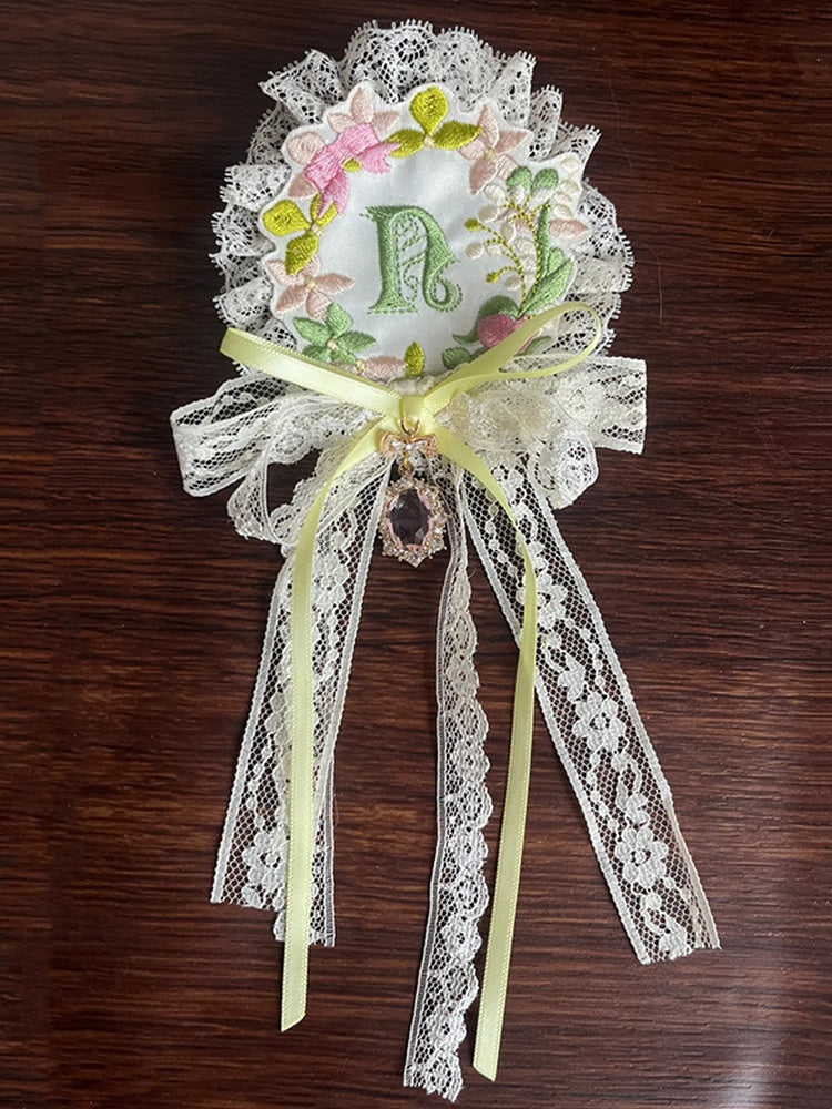 Lace Trim Embroidery Floral Brooch