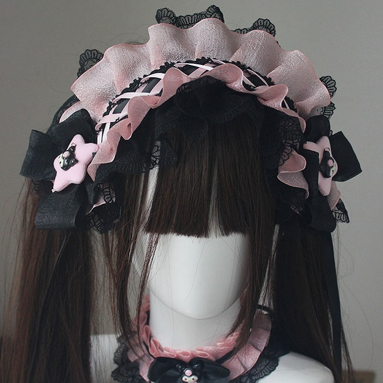 Serre-tête à nœud papillon noir et rose Kuro Vibes
