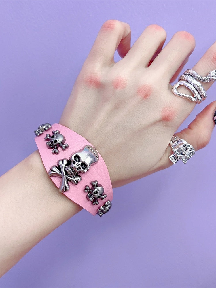 Black/White/Pink Decorated Y2K Skeleton Bracelet
