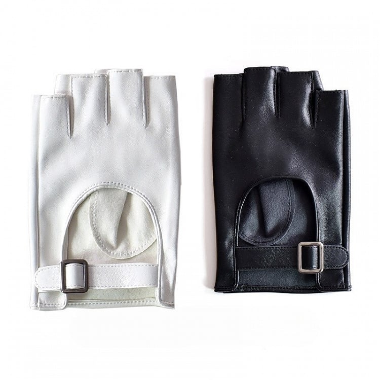 Cyberpunk Buckle Black/White/BlackWhite Finger Gloves