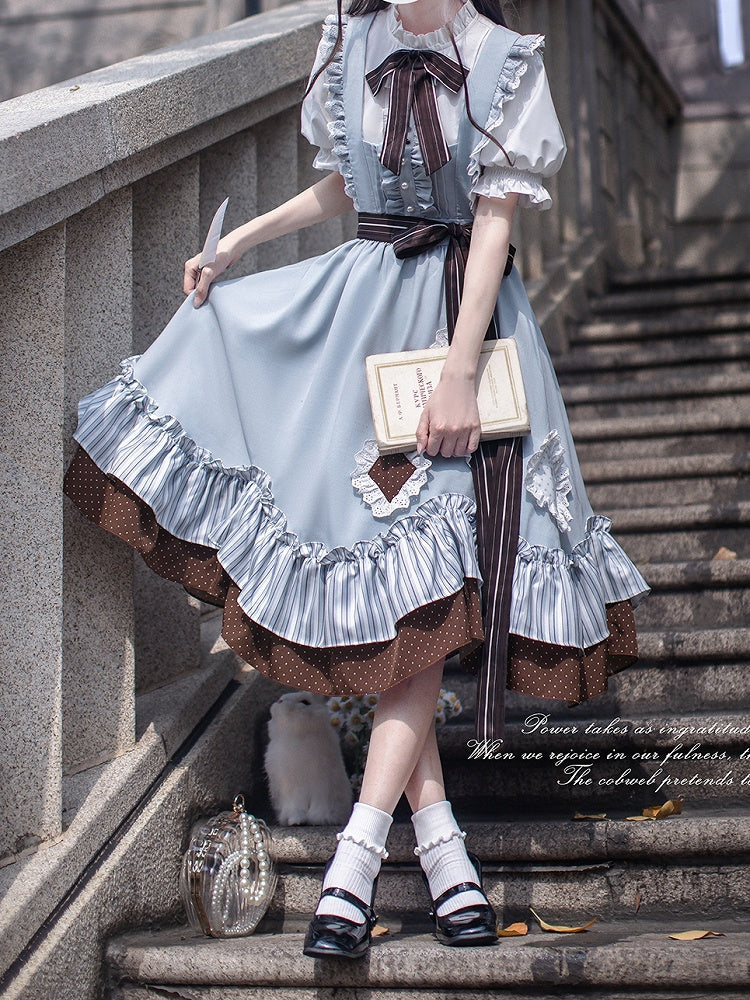 Bluse mit Puffärmeln und weißen Faltendetails, Rüschen am Ausschnitt
