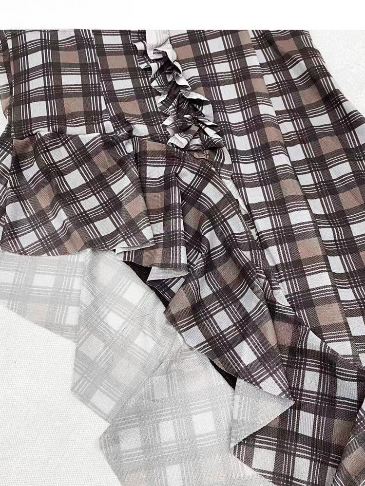 Saummuster Cami Glamorous Bittersweet Brown Plaid Asymmetrisch