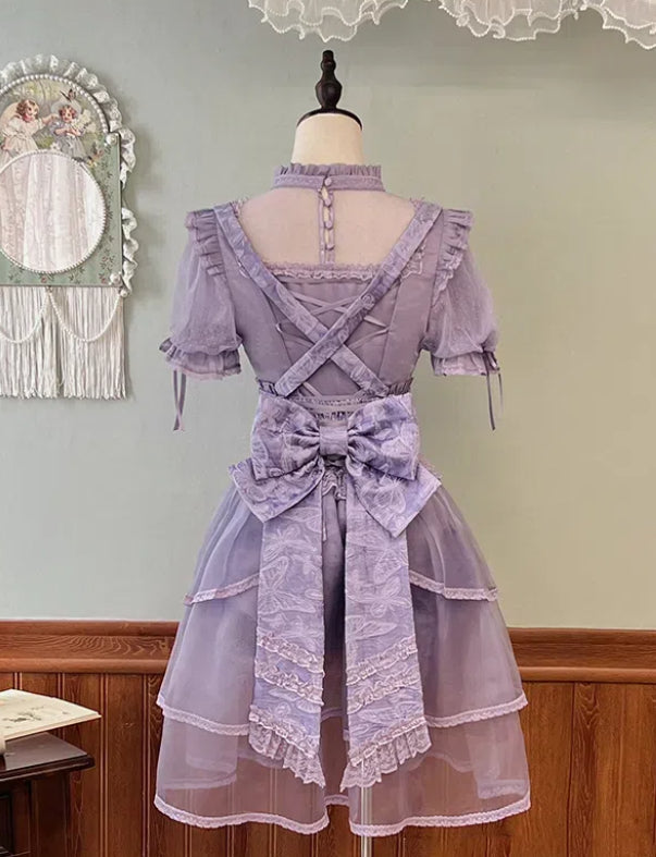 Shorts Straps Waist with Bloomer High Ouji Lolita Purple Shoulder Detachable