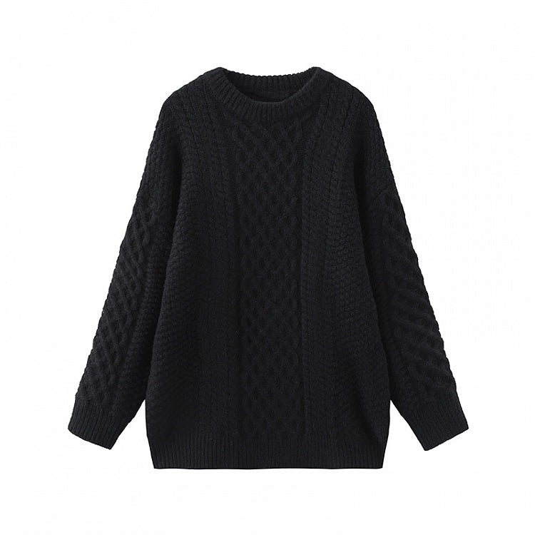 Black Round Neck Loose Sweater