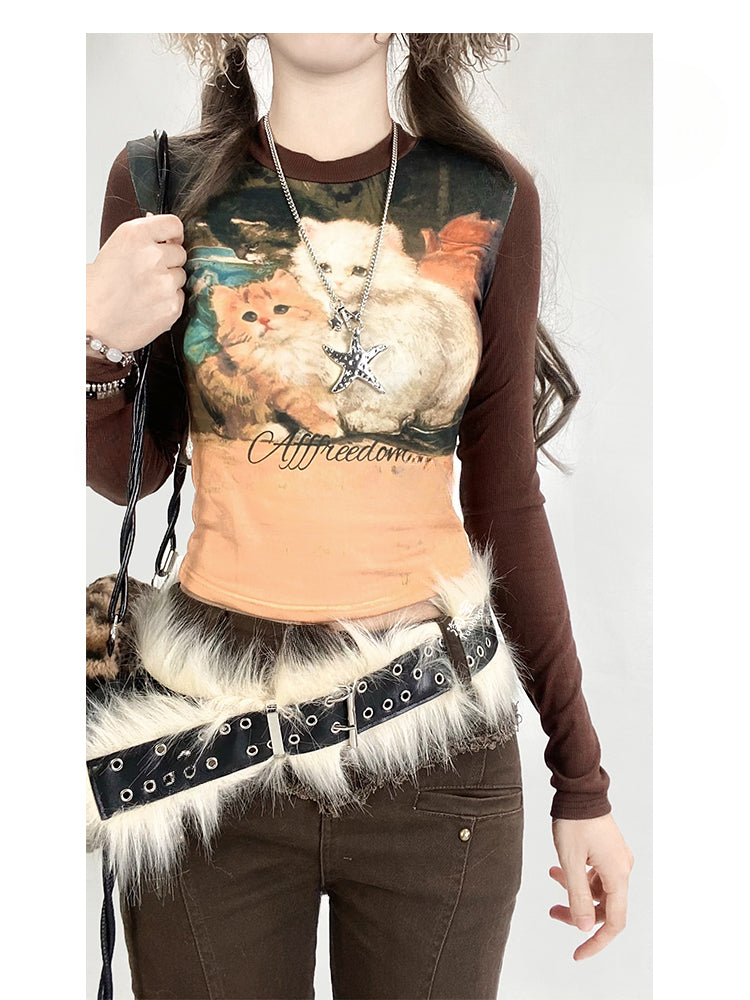 Coffee Cute Kitty Cropped Top