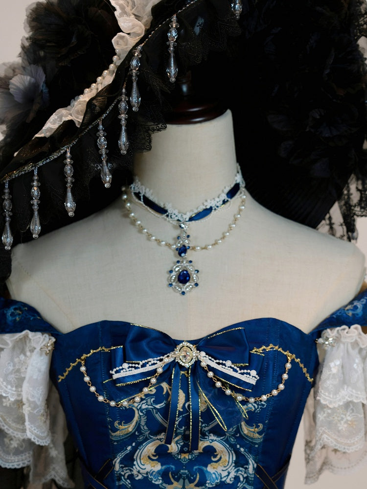 Schwarz / Dunkelblaue Halskette