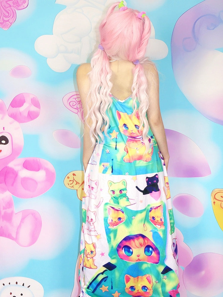 Dress Cat Cami Y2K Print Colorful